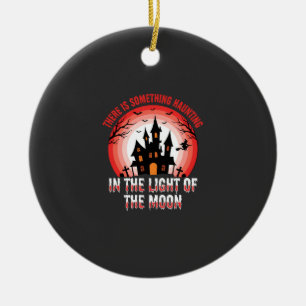 Halloween Haunted House Moonlight Witch Ceramic Ornament