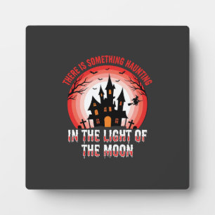 Halloween Haunted House Moonlight Witch Plaque