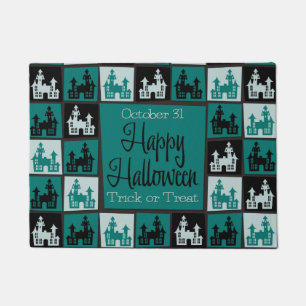 Halloween haunted house mosaic doormat