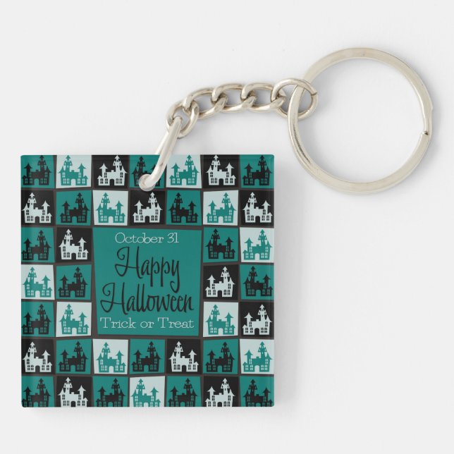 Halloween haunted house mosaic keychain (Back)