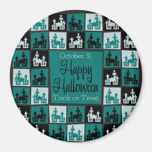 Halloween haunted house mosaic magnet