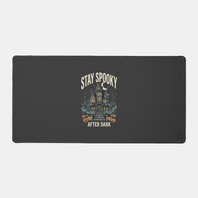 Halloween Haunted House Night Desk Mat (Front)