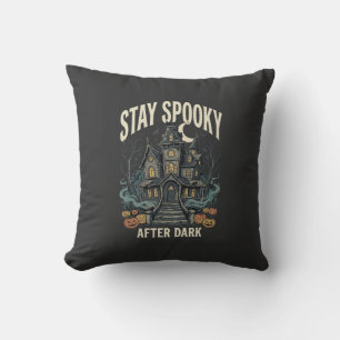 Halloween Haunted House Night Throw Pillow
