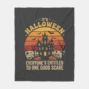 Halloween Haunted House One Good Scare Design_1 Fleece Blanket