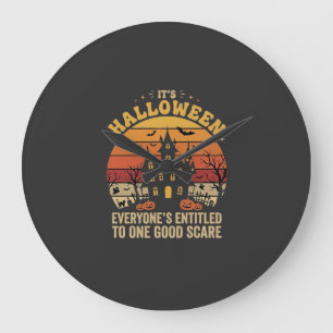 Halloween Haunted House One Good Scare Design_1 Large Clock