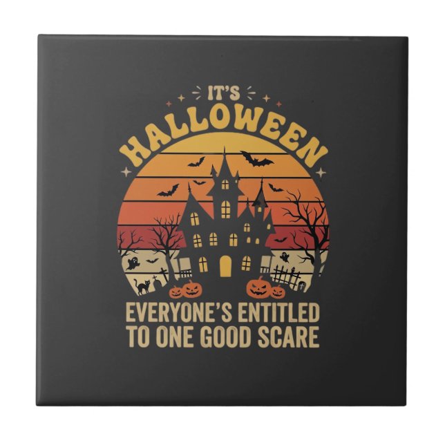 Halloween Haunted House One Good Scare Design_1 Tile (Front)