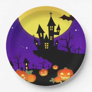 Halloween Haunted House Paper Plate