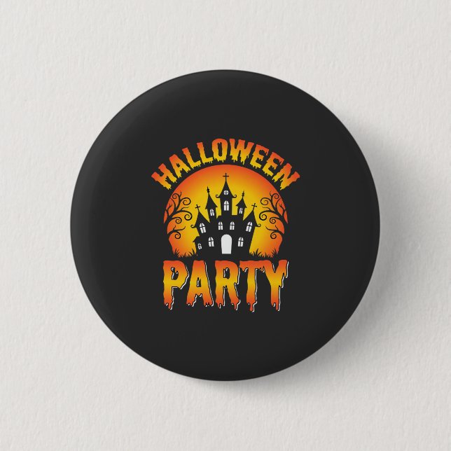 Halloween Haunted House Party Vector 2 Inch Round Button (Front)