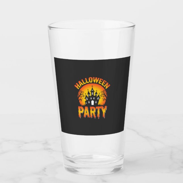 Halloween Haunted House Party Vector Glass (Front)