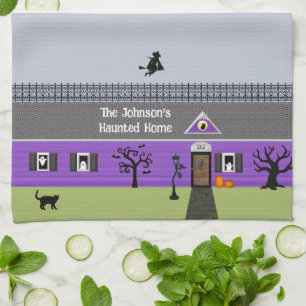 Halloween Haunted House Personalized Kitchen Towel