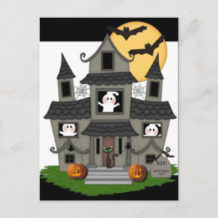 Halloween Haunted House Postcard