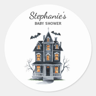 Halloween Haunted House Pumpkin & baby shower      Classic Round Sticker