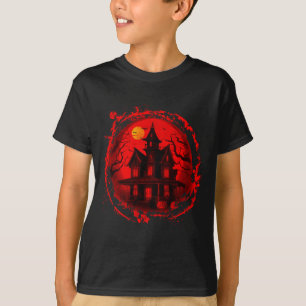 HALLOWEEN HAUNTED HOUSE RED BLACK SILHOUETTE T-Shirt