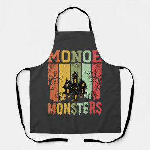 Halloween Haunted House Retro Monsters Apron