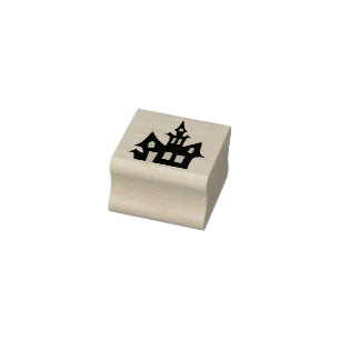 Halloween Haunted House Rubber Stamp