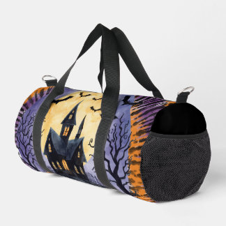 Halloween,Haunted House, Scary Pumpkins,Bats Duffle Bag