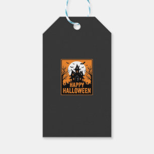 Halloween Haunted House Silhouette Vector Design_1 Gift Tags