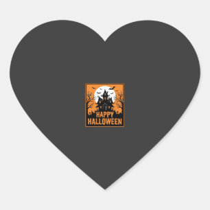 Halloween Haunted House Silhouette Vector Design_1 Heart Sticker