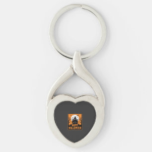 Halloween Haunted House Silhouette Vector Design_1 Keychain