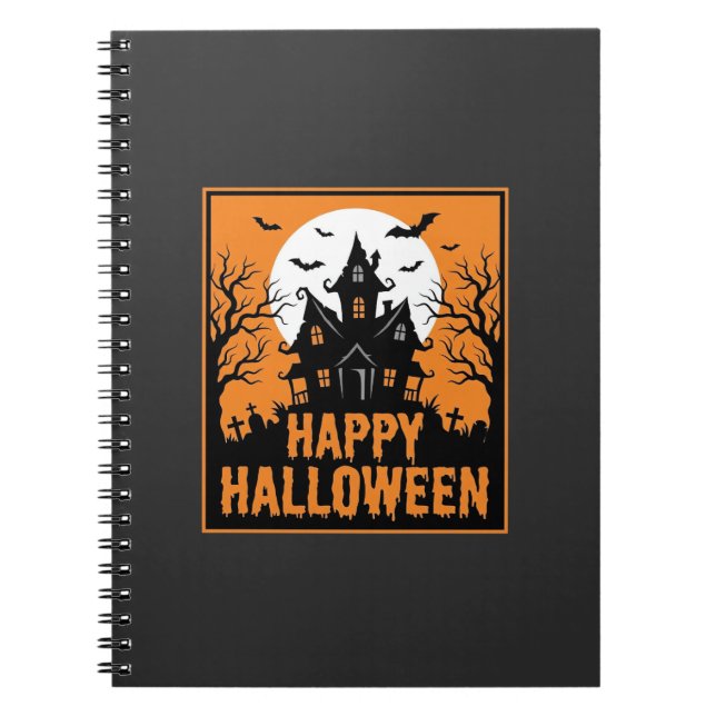 Halloween Haunted House Silhouette Vector Design_1 Notebook (Front)