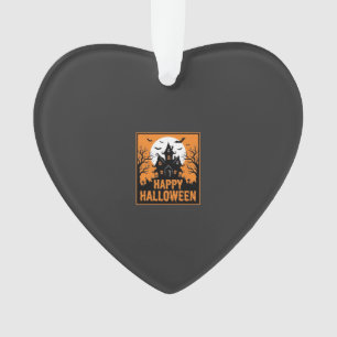 Halloween Haunted House Silhouette Vector Design_1 Ornament