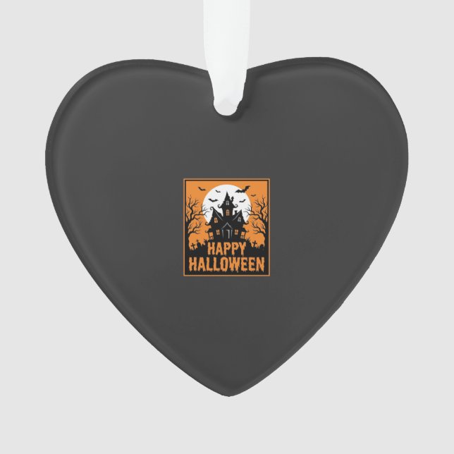 Halloween Haunted House Silhouette Vector Design_1 Ornament (Front)