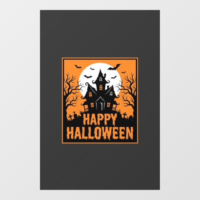 Halloween Haunted House Silhouette Vector Design_1 Window Cling (Sheet)