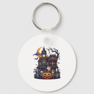 Halloween Haunted House Skeletons Pumpkin Ghost Cr Keychain