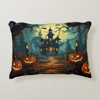 Halloween Haunted House Throw  Accent Pillow