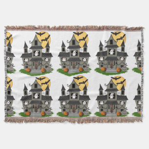 Halloween Haunted House Throw Blanket