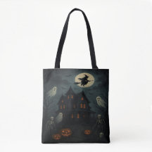 Halloween Haunted House Tote Bag