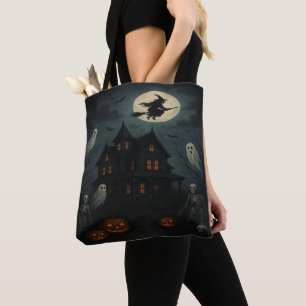 Halloween Haunted House Tote Bag