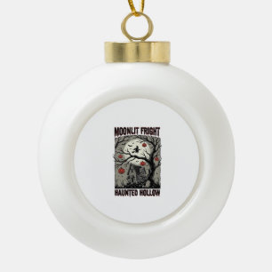 Halloween Haunted House Vintage Engraving Moon Shi Ceramic Ball Christmas Ornament