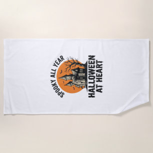 Halloween Haunted House Vintage Engraving Shirt Ar Beach Towel