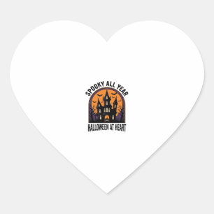 Halloween Haunted House Vintage Engraving Spooky A Heart Sticker