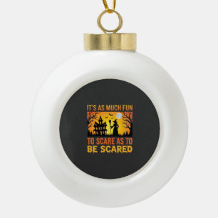 Halloween Haunted House Witch Scare Quote Ceramic Ball Christmas Ornament