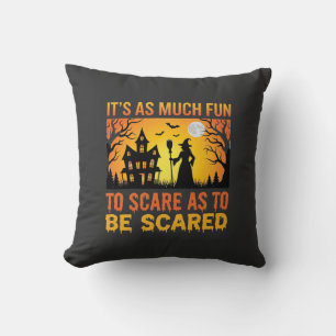 Halloween Haunted House Witch Scare Quote Throw Pillow