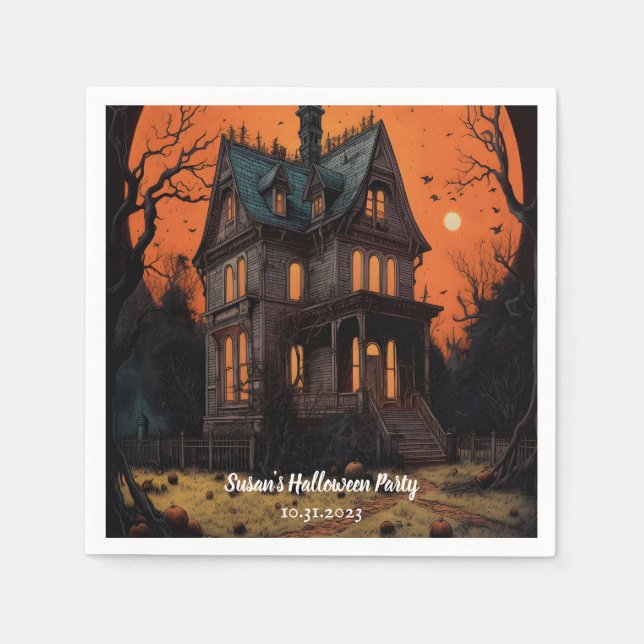 Halloween Haunted Mansion Adult Costume Party Napkin (Front)