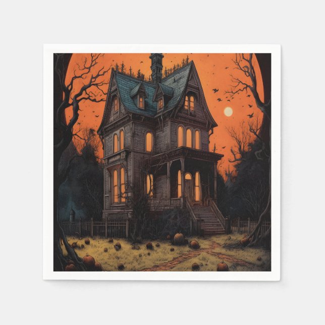 Halloween Haunted Mansion Adult Costume Party Napkin (Front)