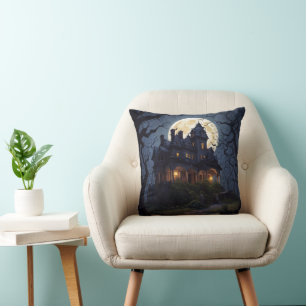 Halloween Haunted Mansion Throw Pillow