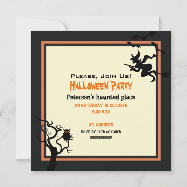 Halloween Haunted Place Party Invitation Square (Front)