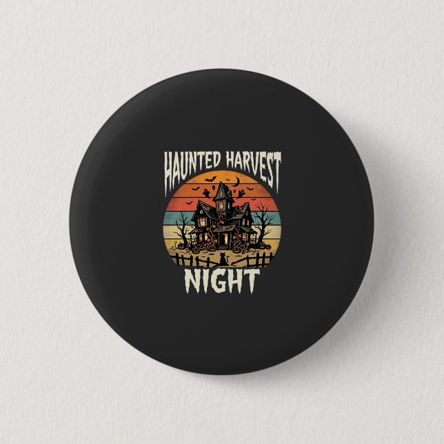 Halloween Haunted Pumpkin Night 2 Inch Round Button (Front)