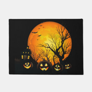 Halloween Haunted Pumpkins Door Mat