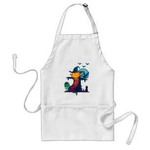 Halloween Haunted Scarecrow With Bats And A Crow Standard Apron