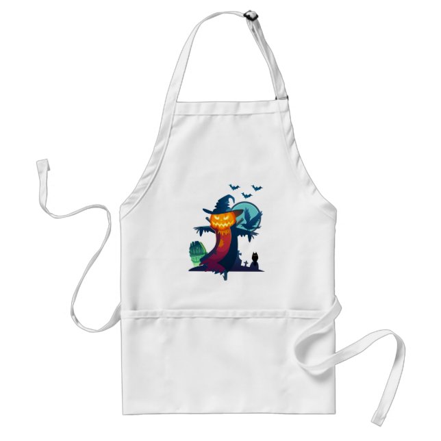 Halloween Haunted Scarecrow With Bats And A Crow Standard Apron (Front)