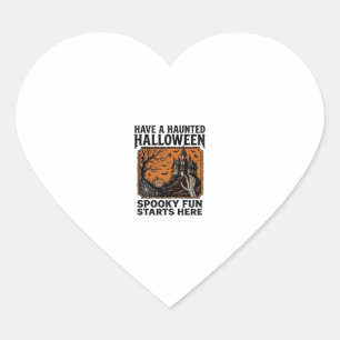 Halloween Haunted Shirt Spooky Vintage Party Desig Heart Sticker