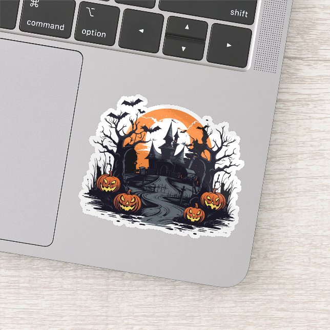 Halloween haunted spooky house sticker  (Detail)