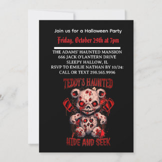 Halloween Haunted Teddy party invitation 
