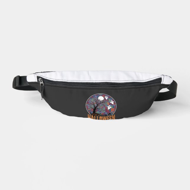 Halloween Haunted Tree Ghosts and Black Cat Fanny Pack (Front)