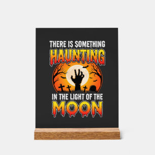 Halloween Haunting Moon Graveyard Horror Acrylic Sign